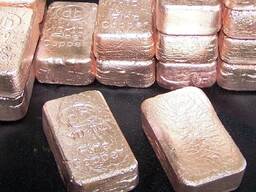 Чушка-слиток медный Разм. : 100-400 мм, Марка: МФ9; М1; М1Е; М1р; М2; М2р