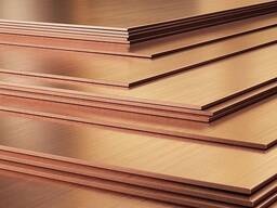 Лист медный 0,1—150 мм, раскрой 0.6х1.5; 1х2; 1хL м, марки М1; М1м; М1т